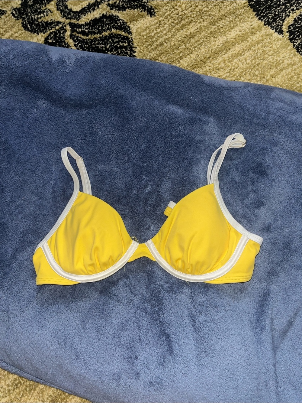 Shade & Shore Sunny Yellow Bikini Top with White Trim